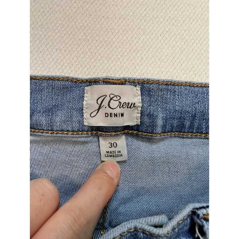 J.Crew Womens Straight Jeans Classic Button Fly Denim Stretch Size 30 Blue Solid